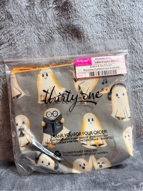 thirty-one snack & go pouch Gray Pouch with Yellow-Accented Ghosts